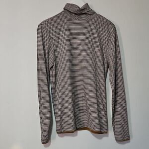 Murano Black and White Striped Turtleneck Top